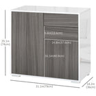 HOMCOM 31.1" L High Gloss Buffet Sideboard with 2 Drawers - Grey and White-Adjustable shelves in the two cabinets for customized storage space
