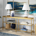 Hudson&Canal Alexis 64"W Console Table - Brass-Hand crafted brass finish is applied to the steel frame