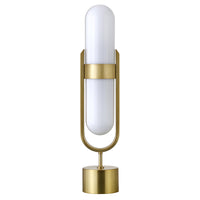 Hudson&Canal - Lampe de table Blair en forme de pilule avec abat-jour en verre laiteux - Laiton/Blanc-Style du milieu du siècle pour votre salon, votre bureau, votre chambre ou votre coin lecture