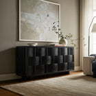 Modway Foundry Woven Design Buffet Storage Cabinet - 71" - Black-Wood and MDF Construction