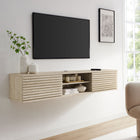 Modway Render 70" Faux Travertine Wall-Mount Media Console TV Stand - Travertine-Entertainment Console