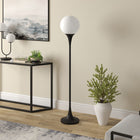 Hudson&Canal Mahdi Torchiere Floor Lamp with Glass Shade - Blackened Bronze/White Milk-Handcrafted blackened bronze finish is applied to the steel base