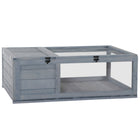PawHut - Maison en bois pour tortue, habitat intérieur/extérieur pour tortue, gris-La structure stable en cèdre garde la tortue en sécurité 