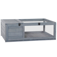 PawHut - Maison en bois pour tortue, habitat intérieur/extérieur pour tortue, gris-La structure stable en cèdre garde la tortue en sécurité 