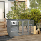 PawHut 76" L Outdoor Wooden Catio Walk-in Cat House with Jump Platforms - Grey-Top asphalt roof for weather resistance 