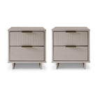 Manhattan Comfort Granville 18.11" Modern 2-Drawer Nightstand 2-Piece Set - Light Grey-Modern-Contemporary with a taste of Glam - Nightstand for Bedroom and Living Room Use. Set of 2