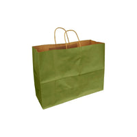 Eddie's - Sac à provisions en papier kraft 100 % recyclé - 16" x 6" x 12" - Vert feuille - Paquet de 250-16" x 6" x 12"