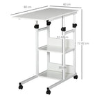 HOMCOM 31" Mobile Standing Desk - White-Made of metal frame and particle board 