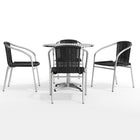 Table ronde en aluminium de 31,5 po avec 4 chaises en rotin noir, intérieur/extérieur (TLH-ALUM-32RD-020BKCHR4-GG)-5