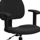 Flash Furniture - Tabouret de dessinateur ergonomique en tissu, accoudoirs réglables, noir-Coque arrière type accordéon