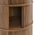 Modway Clement Round Pedestal Stand Storage Table With Sliding Tambour Doors - Walnut-10