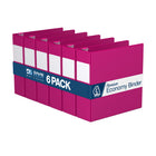Davis Group Premium Economy Binder - D Ring - 3" - Pink - 6 Pack-3 Ring Binder