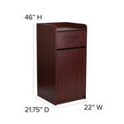 Flash Furniture â€“ Poubelle en bois pour déchets et plateaux avec couvercle, 36 gal, acajou-Peut contenir jusqu'à 36 gallons