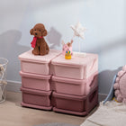 Qaba - Organisateur de rangement pour jouets enfants avec 6 bacs en plastique - rose-Compact pour un ajustement facile, et spacieux à l’intérieur des tiroirs de 3,7 gallons (14 L)  
