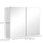 HOMCOM Wall Mount Medicine Cabinet with Mirror and Two Doors - White-Adjustable shelf inside meets your various storage needs  