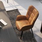Homy Casa Guest & Reception Chairs - Suede Brown Fabric-Ideal for offices, reception areas, waiting rooms, or home use.