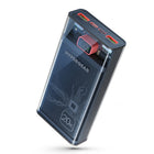 HyperGear 20000mAh USB-C and Dual Port USB-A Portable Power Bank - Clear-Unique transparent design