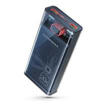 HyperGear 20000mAh USB-C and Dual Port USB-A Portable Power Bank - Clear-Unique transparent design