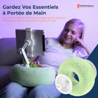 ShoppingAll - Support Coussin 2-en-1 pour Tablette 4.7”-13” Téléphone/Tablette/Liseuse - Vert-Rangement intégré pour plus de commodité - Comprend un bol de rangement détachable, idéal pour garder des collations, des télécommandes, une batterie portable ou de petits accessoires à portée de main pendant que vous regardez, étudiez ou travaillez.