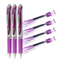 Pentel EnerGel Retractable Gel Roller - 0.7mm - Violet Pen & Refill Set-Violet Pen & Refill Set
