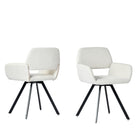 Homy Casa - Chaise de salle à manger pivotante rembourrée - Tissu Beige Ivoire avec pieds en métal noir - Paquet de 4-Fonction pivotante à 360 degrés : la chaise offre flexibilité et commodité.