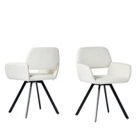 Homy Casa - Chaise de salle à manger pivotante rembourrée - Tissu Beige Ivoire avec pieds en métal noir - Paquet de 4-Fonction pivotante à 360 degrés : la chaise offre flexibilité et commodité.