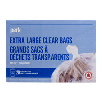 Perk Extra Large Clear Bags - 31" x 40" - Clear - 20 Pack-Strong and durable plastic garbage bags