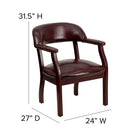 Flash Furniture Oxblood Vinyl Luxurious Conference Chair with Accent Nail Trim-Upholstered Straight Arms with Brass Nail Accents