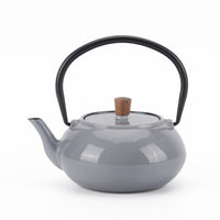 Minimal Enamelled Cast Iron Teapot - Classic Grey - 0.6 L-Cast iron teapot polished by hand for smooth finishing