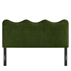 Modway - Athena Velours de performance résistant aux taches Tête de lit pleine grandeur, Vert mousse-Assemblée requise