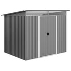 Outsunny Garden Storage Shed with Skylight - 9' x 6.5' - Light Grey-This storage unit offers ample space for all your outdoor equipment needs, from garden tools to pool supplies
