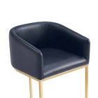 Manhattan Comfort Louvre 21" Mid-Century Modern Leatherette Upholstered Barstool - Black and Titanium Gold - 2 Pack-Features a 360-degree swivel and plush upholstery for enhanced comfort and flexibility