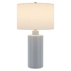 Hudson&Canal - Lampe de table Selina en céramique de 63 cm de haut avec abat-jour en tissu - Bleu fumé/blanc-Associé à un abat-jour en tissu tambour blanc