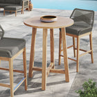 Modway Wellspring 36" Outdoor Patio Teak Wood Bar Table - Natural-Four Legs with Cross Supports