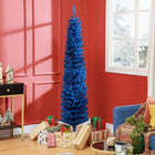 HOMCOM 7' Pencil Artificial Christmas Tree - Deep Blue-Base is detachable for easy storage 