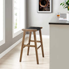 Modway - Saoirse Cuir Tabouret de bar en bois - Noir noyer - Ensemble de 2-Protège-pieds pour la protection du sol