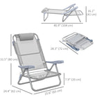 Outsunny Set of 2 Portable Camping Chair - Light Grey-Padded headrest relieves strain on the neck