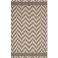 Modway Optica Chevron With End Borders Indoor/Outdoor Area Rug - 5 ft W x 8 ft L - Light/Dark Beige-Chevron With End Borders Area Rug