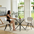 Homy Casa - Chaise de salle à manger pivotante rembourrée - Tissu Beige Ivoire avec pieds en métal noir - Paquet de 4-Pieds en Métal Robustes : Pieds en métal noir offrant stabilité et contraste élégant avec le tissu beige.