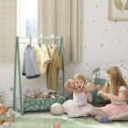 Qaba Kids Clothing Rack with Storage & Hangers - Green-Encourages kids to organise clothes, building independence from an early age  
