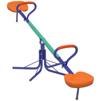 Outsunny - Balançoire à bascule en métal pour enfants, 2 places, rotation à 360° - Multicolore-La barre amortissante sous les sièges assure un atterrissage en douceur lorsqu'ils touchent le sol 