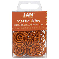 JAM Paper Circular Paper Clips - Round - Orange - 50 Pack-Colour: Orange Papercloops