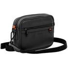 CHAMPS Onyx Collection Leather Camera Bag - Black-Front zipper