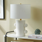 Hudson&Canal - Lampe de table Jurrah 50 cm de haut, petite, en céramique, avec abat-jour en tissu - Blanc mat/blanc-Nettoyer avec un chiffon doux et sec, sans produits chimiques agressifs ni produits de nettoyage abrasifs
