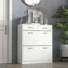 HOMCOM Entryway Shoe Cabinet with 2 Flip Drawers for 12 Pairs - White-Can store up to 12 pairs of shoes in two tilt-out drawers