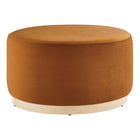 Modway Tilden Large 29" Round Performance Velvet Upholstered Ottoman - Rust/Natural-Performance Velvet Upholstery