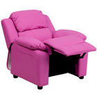 Flash Furniture – Fauteuil en vinyle inclinable pour enfant avec espace de rangement, style contemporain, rose vibrant-Taille du appui-bras avec rangement: 3,25 larg. x 6 prof. x 11 haut. (po)