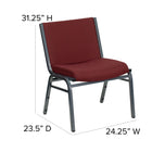 Flash Furniture HERCULES Series Big & Tall Fabric Stack Chair - Burgundy - 2 Pack-1000 lb. Weight Capacity