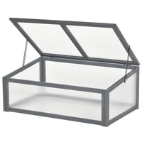 Outsunny châssis froid en bois 39 po L x 26 po l x 16 po H avec couvercle supérieur ouvrable et incliné, gris-Prolongez votre saison de culture  
