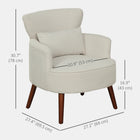 HOMCOM - Fauteuil d’appoint avec pieds en bois massif - coussin lombaire - assise épaisse pour salon - blanc crème-Structure en bois d’eucalyptus et pieds en bois de caoutchouc garantissent une construction robuste  
